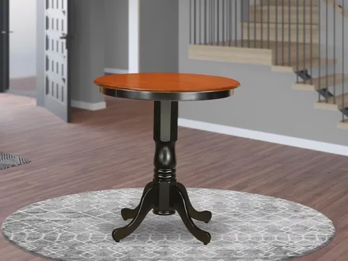 Vista 2 de East West Furniture EDT-BLK-TP Eden - Mesa de comedor redonda con base de pedestal, 30 x 30 pulgadas, color negro y cereza