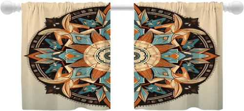 Vista 21 de Shrahala Blue Bright Blackout Curtain Tiers, Colorful Acrylic Paint Pour Abstract Design Kitchen Valance Light Blocking Tier Drapes with Rod Pocket