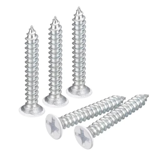 Vista 11 de uxcell Tornillos blancos ST2x4mm Tornillos autorroscantes, 100 tornillos Phillips de cabeza plana para madera para carpintería