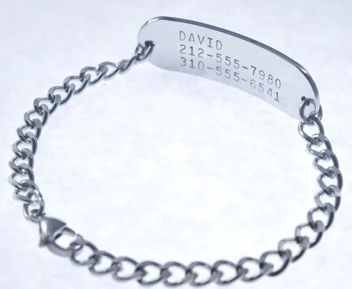 Vista 5 de Deep Stamped Personalizable, Plavix, pulsera de alerta médica, acero inoxidable, 8 pulgadas ajustable (incluye grabado gratis), Acero inoxidable