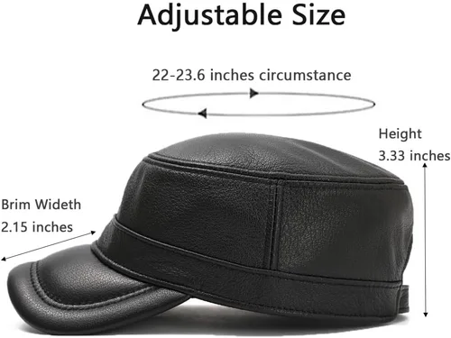Vista 2 de Hombres Lambskin Leather Cadet Army Caps Military Caps Flat Top Cap