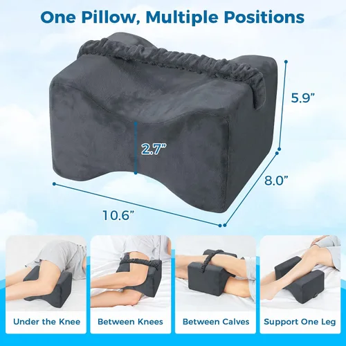 Vista 5 de Almohada de rodilla para dormir de lado, almohada de espuma viscoelástica con correa para dormir de lado, almohada de elevación de apoyo entre