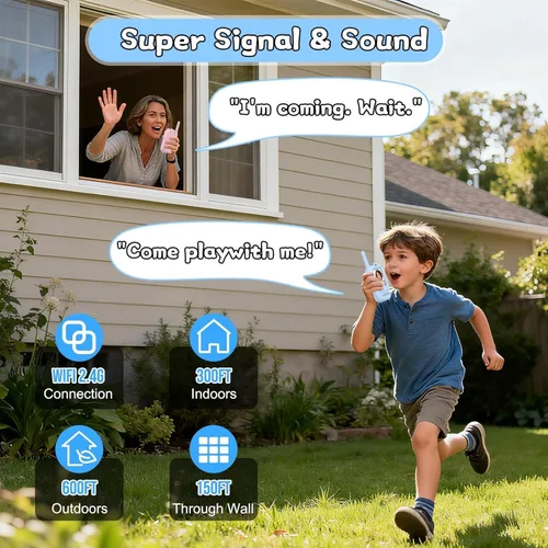 Vista 3 de Walkie Talkie para niños con video, paquete de 2 juguetes recargables para niños pequeños con cámara HD y cambiador de voz, radios bidireccionales