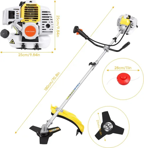 Vista 2 de 52cc Gas Weed Wacker, 2-in-1 String Trimmer & Brush Cutter