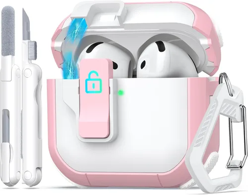 Vista 16 de Funda para AirPods de 4ª Generación, Diseño Transparente con Tapa Emergente Automática, Incluye Herramienta de Limpieza, Duradera y Resistente a