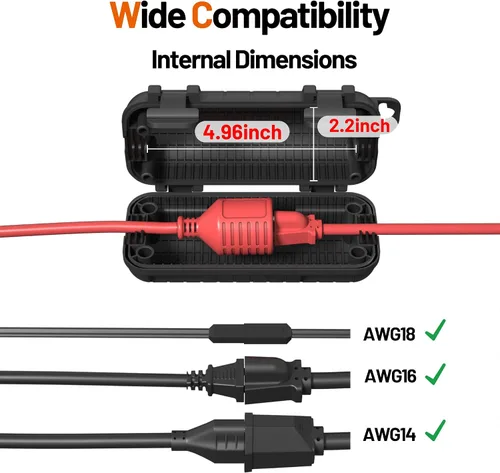 Vista 2 de Cubierta para Cable de Extensión para Exteriores, Protector de Conector de Cable IP54 Resistente al Agua, Caja de Seguridad Eléctrica