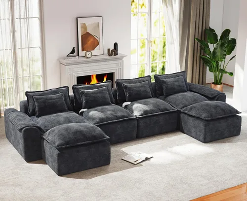 Vista 30 de Hobestluk Cloud - Sofá individual de espuma viscoelástica con asiento profundo, sofá en forma de L con funda extraíble, sofá grande para sala