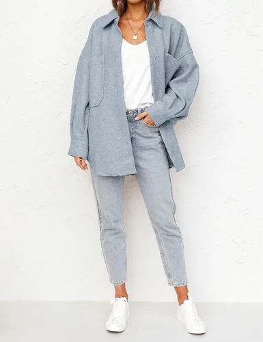 Vista 7 de MEROKEETY Chaqueta de manga larga con botones y bolsillos para mujer 2023