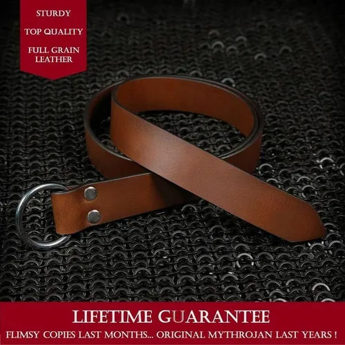 Vista 5 de Mythrojan O Ring Medieval Leather Viking Belt LARP SCA Warrior Gothic Renaissance