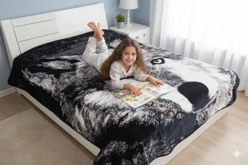 Vista 4 de Manta con diseño de lobo, 3.5 libras, ultra suave, de felpa, cálida