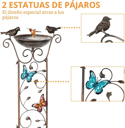 Vista 3 de LEWIS&WAYNE Enrejado de Jardín Baño para Pájaros al Aire Libre, Enrejado de 40 Pulgadas de Hierro Antiguo para Plantas de Jardín Decorativo