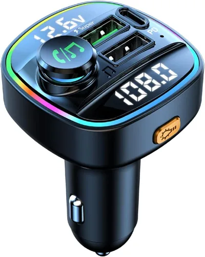 Vista 8 de Transmisor FM Bluetooth para automóvil, llamadas manos libres, calidad de sonido HD 5.3, carga rápida 5V3.1A, reproducción de música en disco U