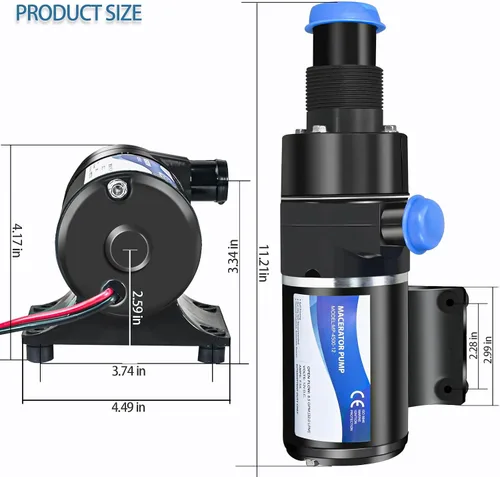 Vista 5 de Bomba maceradora de 12 V compatible con bomba de residuos Jabsco 18590-2092