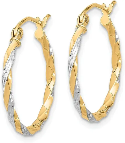 Vista 2 de Juego de aretes de aro trenzados de oro amarillo de 10 quilates, joyería fina redonda para mujer, regalos para ella, Cristal Oro amarillo