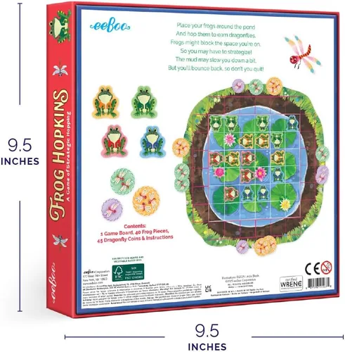 Vista 2 de eeBoo Juego de mesa con forma de rana Hopkins, galardonado juego de estrategia espacial y salto de ranas, diversión sin pantalla para 2 a 4