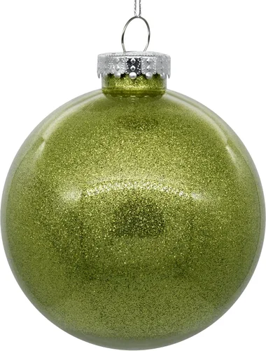 Vista 13 de Vickerman Adorno navideño de bola transparente de 3 pulgadas con interior de purpurina dorada antigua. Oro envejecido