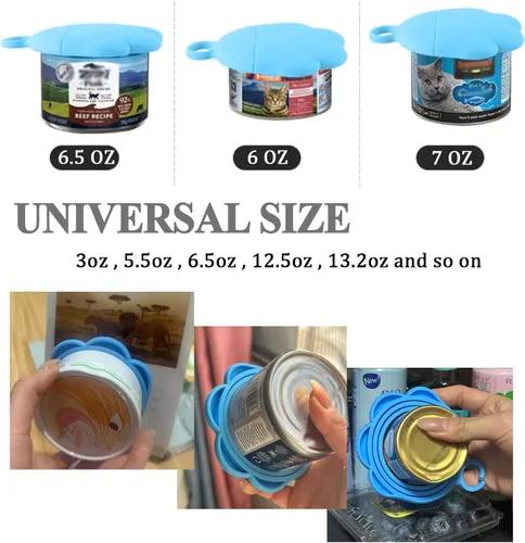 Vista 4 de Cuchara para latas de comida para gatos y 3 tapas de latas, bonitas fundas con forma de pata y abridor para alimentos húmedos, silicona universal