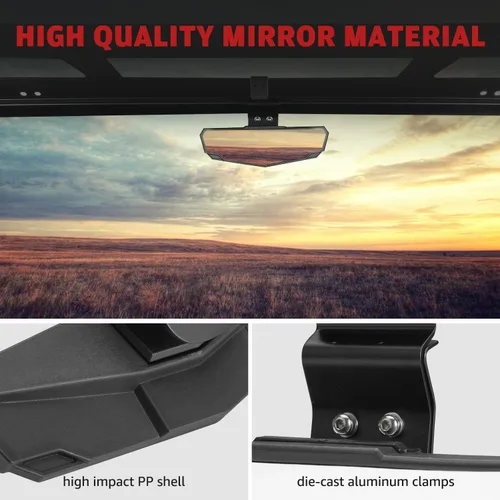Vista 5 de HAKA TOUGH Espejo retrovisor central para Can Am Defender/Polaris Ranger, UTV Espejo retrovisor ancho convexo para Ranger 570 900 xp 1000 Crew