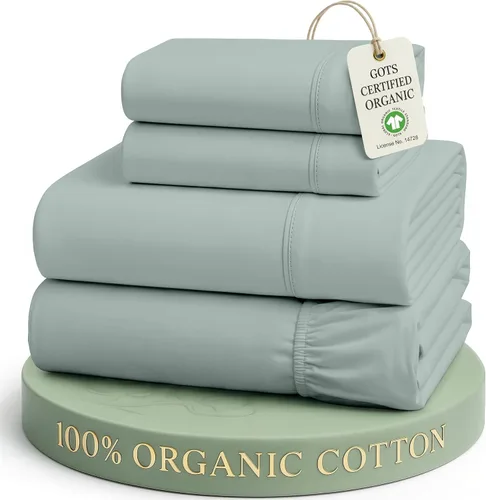 Vista 19 de LANE LINEN - Juego de 2 sábanas de fibras largas 100 % algodón orgánico, percal de fibras largas, ultrasuave y transpirable, para colchones de hasta
