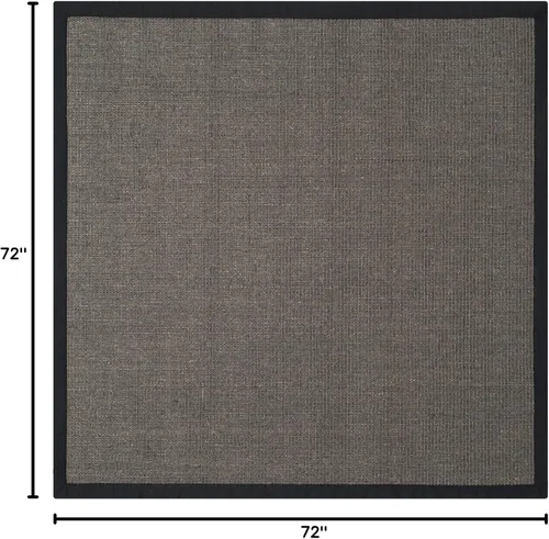 Vista 91 de Alfombra de sisal Safavieh, de color maíz y negro, tejida a mano, de la colección de fibras naturales; 5 x 8 pulgadas, NF441A, Tela, Gris / Gris