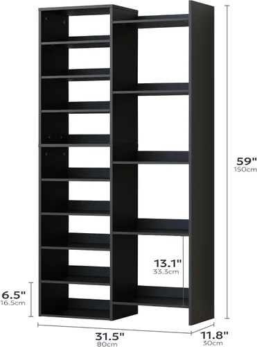 Vista 2 de Furnify Zapatero de 14 niveles, organizador de zapatos moderno de 152 cm de altura, gabinete de almacenamiento de zapatos con compartimentos
