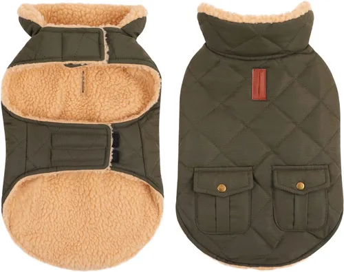 Vista 11 de Queenmore Abrigo de invierno para perro, chaqueta acolchada cálida e impermeable, con forro de felpa, chaleco térmico para clima frío, para perros