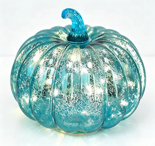 Vista 17 de Fall Decorations for Home,Mercury Glass Pumpkin Lights with Timer(Blue)