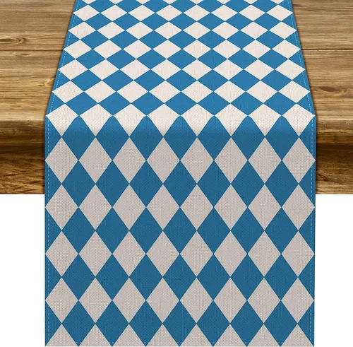 Vista 6 de Camino de mesa Oktoberfest para festivales de cerveza alemana bávara, fiesta, chimenea, cocina, comedor, decoración del hogar (13 x 72 pulgadas)