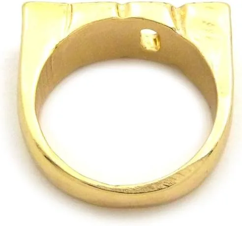 Vista 3 de NYFASHION101 Anillo de moda de hip-hop en tono dorado BOSS Stone Stud