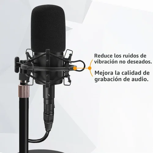 Vista 6 de Audio Technica Soporte de micrófono AT2020 con parabrisas de espuma de montaje de choque, soporte de micrófono AT2020 con soporte de choque