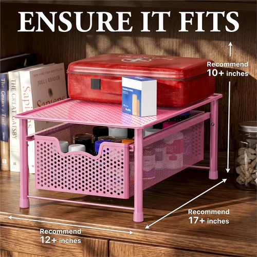 Vista 3 de Simple Houseware - Cajón organizador de cesta de gabinete apilable, rosa