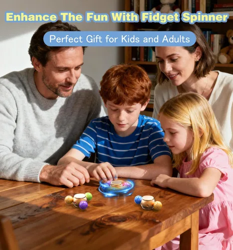 Vista 5 de ATESSON Fidget Spinner de metal para adultos y niños con rodamiento de acero inoxidable de alta velocidad, rotación silenciosa para 3-5 minutos