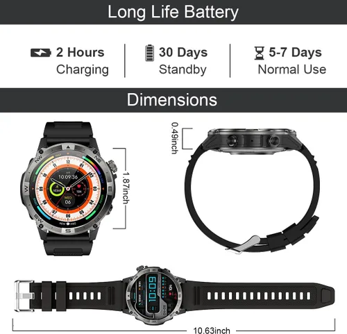 Vista 7 de Reloj inteligente para hombres y mujeres, rastreador de actividad física con GPS y brújula, pantalla AMOLED de 1.43 pulgadas, relojes de fitness