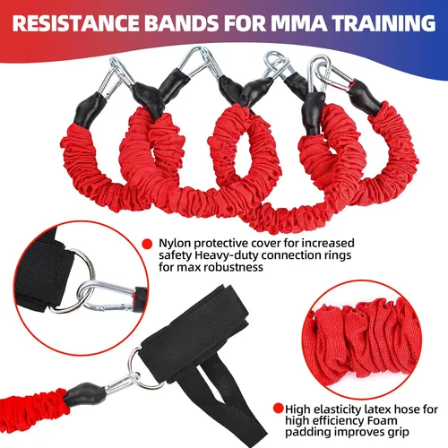 Vista 5 de Conjunto de bandas de resistencia para boxeo YORWHIN para equipo de entrenamiento de MMA y artes marciales, bandas de ejercicio de 150 libras