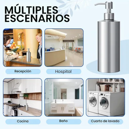 Vista 6 de Dispensador de jabón grande de acero inoxidable de 18.6 oz / 550 ml para cocina (2 unidades)