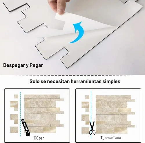 Vista 7 de BeNice Stone Peel and Stick Backsplash - Azulejo lineal de metro beige 10pieza(s)