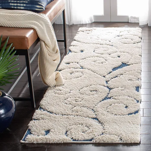 Vista 30 de SAFAVIEH Florida Shag Collection - Alfombra decorativa, 2 x 3 pies, color crema y beige, diseño de volutas, no desprende pelusa y fácil de limpiar