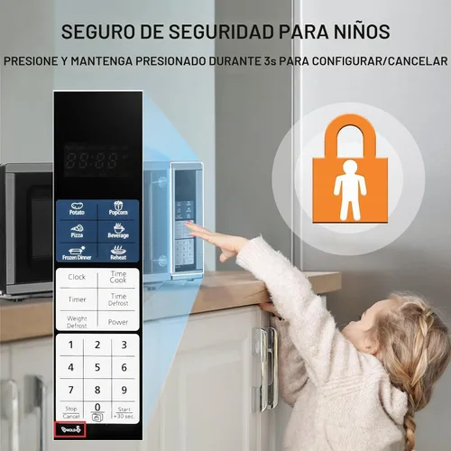 Vista 3 de Smad Microondas pequeño de 0.7 pies cúbicos, horno microondas de encimera con plato giratorio extraíble, 6 menús automáticos y bloqueo para niños