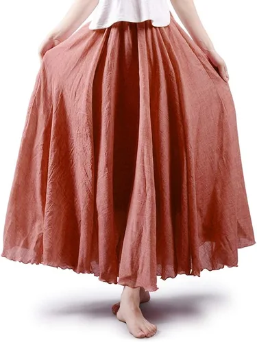 Vista 7 de Maxivestido largo estilo bohemio de algodón con cintura elástica para mujer
