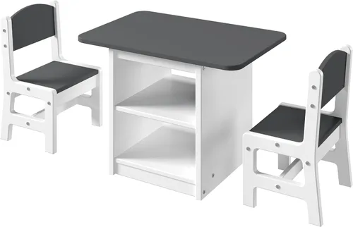 Vista 4 de Donco Kids Art & Play - Juego de mesa de pizarra blanca y negra con dos sillas