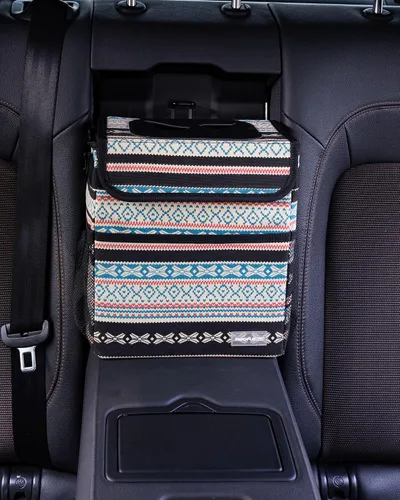 Vista 5 de SIBOFUEGO Bote de basura lindo para automóvil, a prueba de fugas, con tapa y bolsillos de almacenamiento, cubo de basura para automóvil para hombres