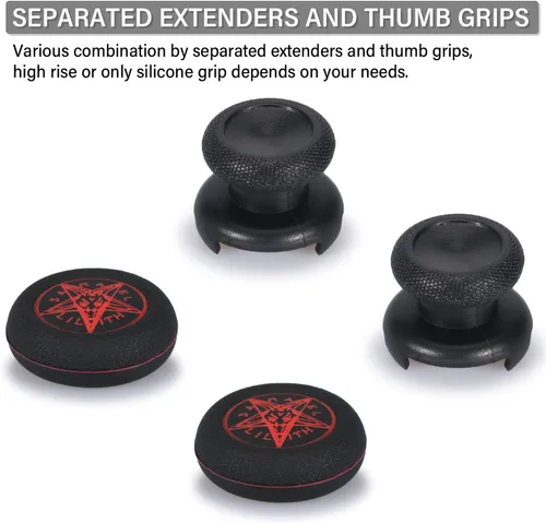 Vista 3 de Playrealm FPS Thumbstick Extender Printing Rubber Silicone Grip Cover 2 Sets for Xbox Series XS Xbox One ControllerDemon Circle