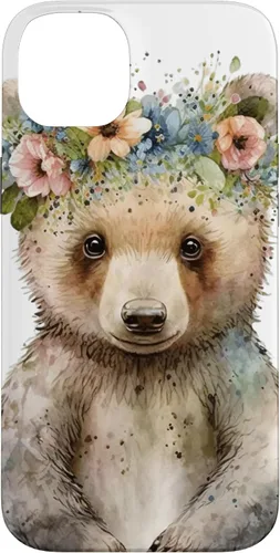 Vista 15 de iPhone 16 Brown Bear Boho Woodland Animal Floral Case