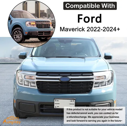 Vista 3 de Emblemas delanteros y traseros para auto, anillo, cubierta, compatible con Ford Maverick 2022-2024, emblema de maletero trasero, emblema