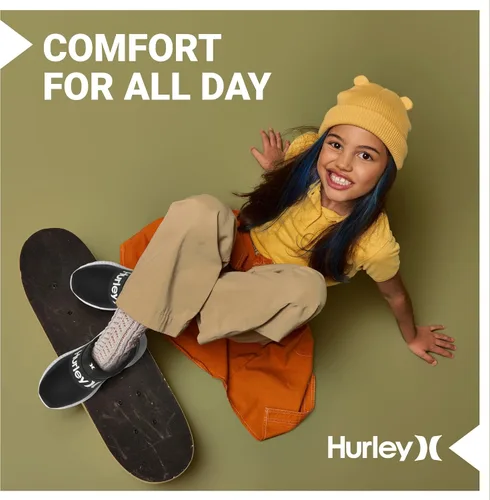 Vista 6 de Hurley Camby Kids - Tenis de lona sin cordones para niños, zapatos de skate de corte bajo para niños, correr, caminar, zapatos deportivos