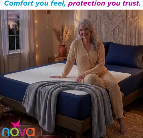 Vista 36 de NOVA Almohadilla interior impermeable reutilizable, capa superior suave 100% algodón, lavable para incontinencia y protector de colchón, súper