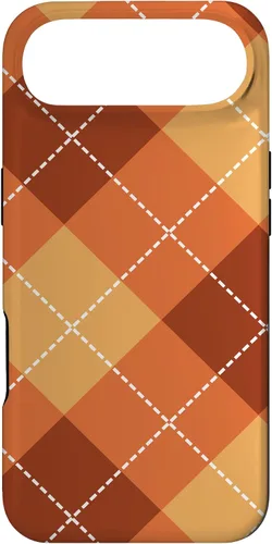 Vista 26 de Funda para iPhone 13 Pro, naranja, amarillo y marrón, a cuadros, otoño, calabazas