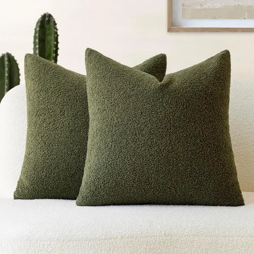 Vista 28 de Foindtower Paquete de 2 fundas de cojín decorativas de pelo sintético rizado, suave y mullida, con cremallera, acogedora funda de almohada