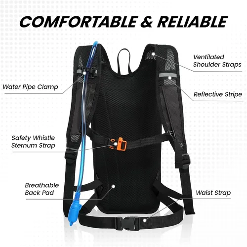 Vista 3 de Nepest Mochila de hidratación con bolsa de agua de 2 L para ciclismo, mochila de agua para senderismo, correr, mochila de hidratación ligera 2L