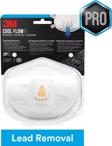 Vista 6 de 3M Respirador con válvula N100 para eliminación de pintura con plomo 8233, 1 paquete, válvula de exhalación COOL FLOW, aprobado por NIOSH, medios